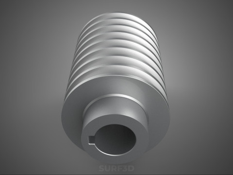 STANDARD 8 EIGHT OCTUPLE GROOVE TRACK PULLEY SHEAVE WHEEL V BELT 3D Model