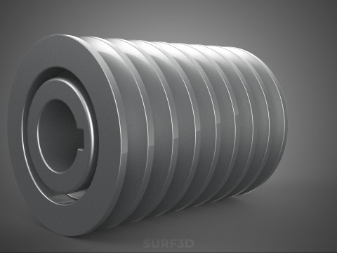 STANDARD 8 EIGHT OCTUPLE GROOVE TRACK PULLEY SHEAVE WHEEL V BELT 3D Model