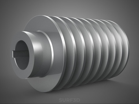 STANDARD 8 EIGHT OCTUPLE GROOVE TRACK PULLEY SHEAVE WHEEL V BELT 3D Model