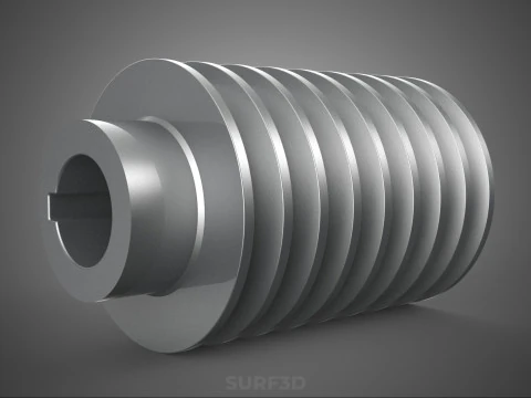 STANDARD 8 EIGHT OCTUPLE GROOVE TRACK PULLEY SHEAVE WHEEL V BELT 3D Model