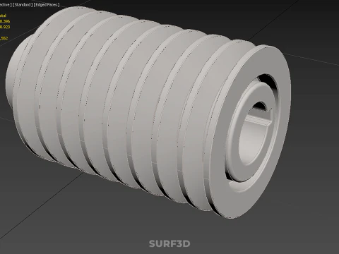 STANDARD 8 EIGHT OCTUPLE GROOVE TRACK PULLEY SHEAVE WHEEL V BELT 3D Model