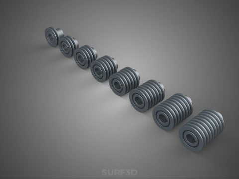 SET STANDARD PULLEY SHEAVE MULTI GROOVE TRACK WHEEL V BELT GEAR 3D Model