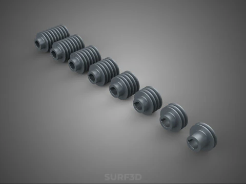 SET STANDARD PULLEY SHEAVE MULTI GROOVE TRACK WHEEL V BELT GEAR 3D Model