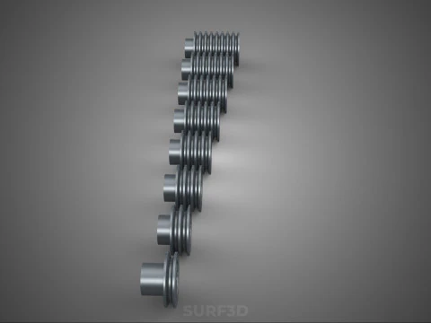 SET STANDARD PULLEY SHEAVE MULTI GROOVE TRACK WHEEL V BELT GEAR 3D Model