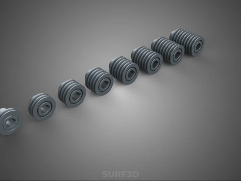 SET STANDARD PULLEY SHEAVE MULTI GROOVE TRACK WHEEL V BELT GEAR 3D Model