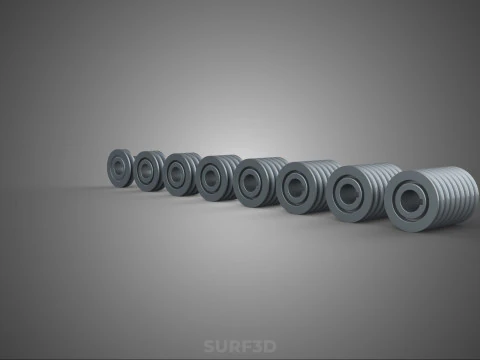 SET STANDARD PULLEY SHEAVE MULTI GROOVE TRACK WHEEL V BELT GEAR 3D Model