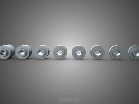 SET STANDARD PULLEY SHEAVE MULTI GROOVE TRACK WHEEL V BELT GEAR 3D Model