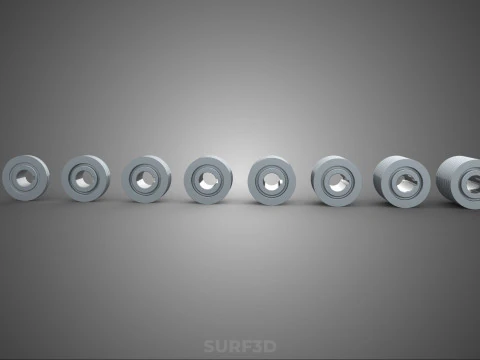 SET STANDARD PULLEY SHEAVE MULTI GROOVE TRACK WHEEL V BELT GEAR 3D Model