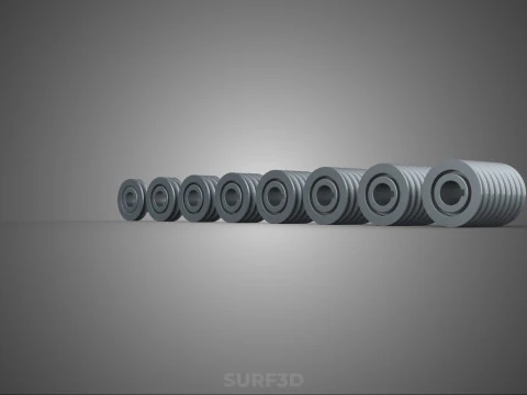 SET STANDARD PULLEY SHEAVE MULTI GROOVE TRACK WHEEL V BELT GEAR 3D Model
