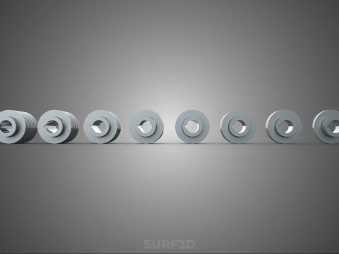 SET STANDARD PULLEY SHEAVE MULTI GROOVE TRACK WHEEL V BELT GEAR 3D Model