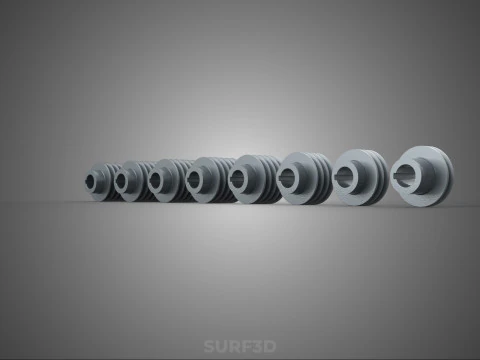 SET STANDARD PULLEY SHEAVE MULTI GROOVE TRACK WHEEL V BELT GEAR 3D Model