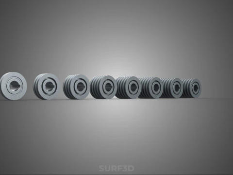 SET STANDARD PULLEY SHEAVE MULTI GROOVE TRACK WHEEL V BELT GEAR 3D Model