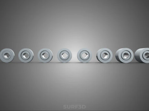 SET STANDARD PULLEY SHEAVE MULTI GROOVE TRACK WHEEL V BELT GEAR 3D Model