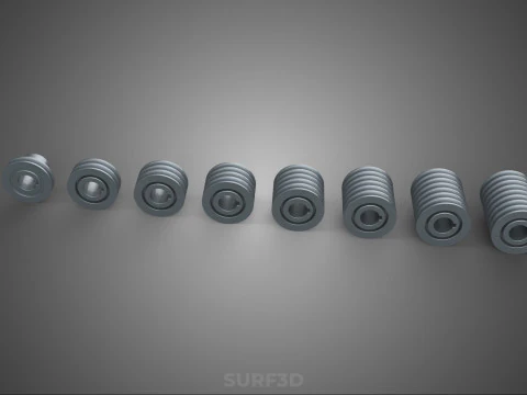 SET STANDARD PULLEY SHEAVE MULTI GROOVE TRACK WHEEL V BELT GEAR 3D Model