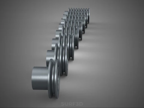 SET STANDARD PULLEY SHEAVE MULTI GROOVE TRACK WHEEL V BELT GEAR 3D Model