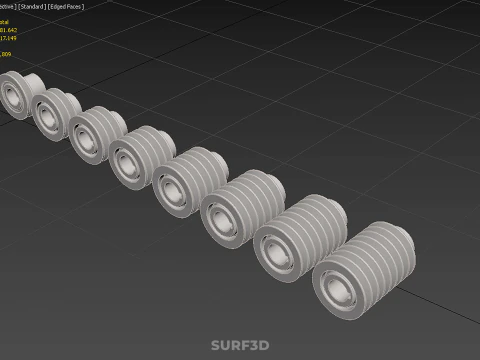 SET STANDARD PULLEY SHEAVE MULTI GROOVE TRACK WHEEL V BELT GEAR 3D Model