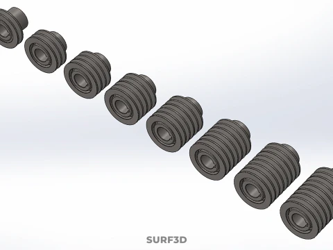 SET STANDARD PULLEY SHEAVE MULTI GROOVE TRACK WHEEL V BELT GEAR 3D Model