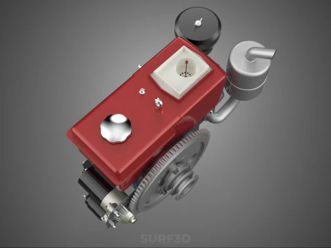CHINESE SINGLE CYLINDER DIESEL ENGINE MACHINE ELECTRIC STARTER 4 3D Model