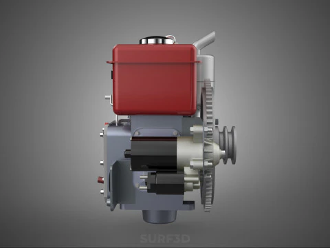 CHINESE SINGLE CYLINDER DIESEL ENGINE MACHINE ELECTRIC STARTER 4 3D Model
