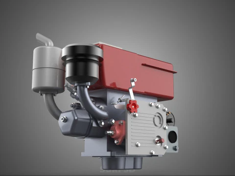 CHINESE SINGLE CYLINDER DIESEL ENGINE MACHINE ELECTRIC STARTER 4 3D Model