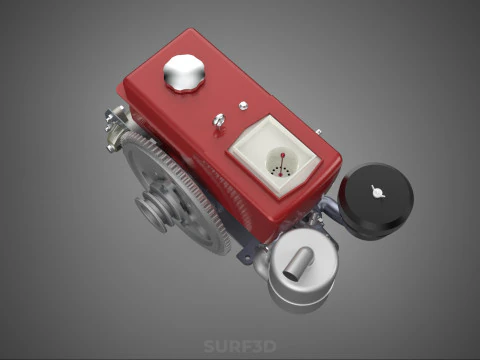 CHINESE SINGLE CYLINDER DIESEL ENGINE MACHINE ELECTRIC STARTER 4 3D Model