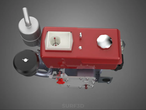 CHINESE SINGLE CYLINDER DIESEL ENGINE MACHINE ELECTRIC STARTER 4 3D Model