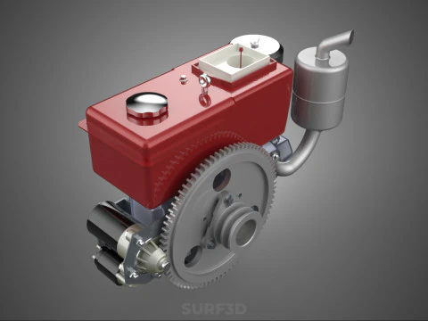 CHINESE SINGLE CYLINDER DIESEL ENGINE MACHINE ELECTRIC STARTER 4 3D Model