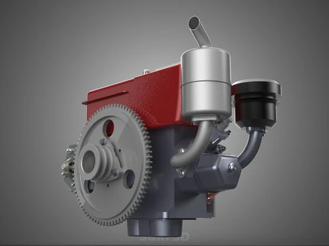 CHINESE SINGLE CYLINDER DIESEL ENGINE MACHINE ELECTRIC STARTER 4 3D Model