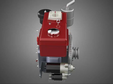 CHINESE SINGLE CYLINDER DIESEL ENGINE MACHINE ELECTRIC STARTER 4 3D Model