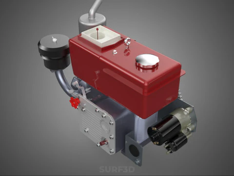 CHINESE SINGLE CYLINDER DIESEL ENGINE MACHINE ELECTRIC STARTER 4 3D Model