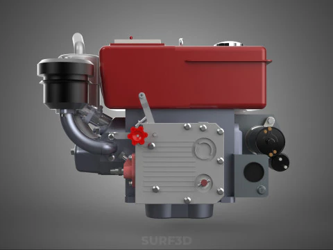 CHINESE SINGLE CYLINDER DIESEL ENGINE MACHINE ELECTRIC STARTER 4 3D Model