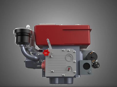 CHINESE SINGLE CYLINDER DIESEL ENGINE MACHINE ELECTRIC STARTER 4 3D Model