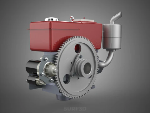 CHINESE SINGLE CYLINDER DIESEL ENGINE MACHINE ELECTRIC STARTER 4 3D Model