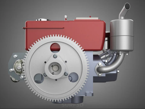CHINESE SINGLE CYLINDER DIESEL ENGINE MACHINE ELECTRIC STARTER 4 3D Model