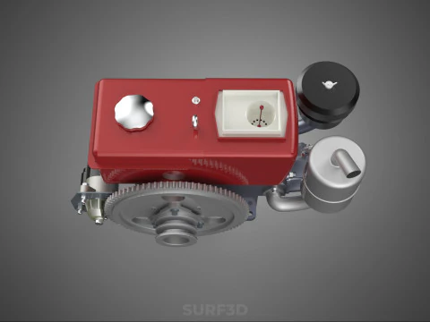 CHINESE SINGLE CYLINDER DIESEL ENGINE MACHINE ELECTRIC STARTER 4 3D Model
