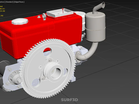 CHINESE SINGLE CYLINDER DIESEL ENGINE MACHINE ELECTRIC STARTER 4 3D Model