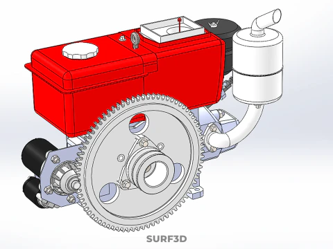 CHINESE SINGLE CYLINDER DIESEL ENGINE MACHINE ELECTRIC STARTER 4 3D Model