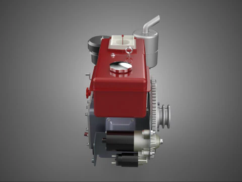 &Ccedil;İN K&Uuml;&Ccedil;&Uuml;K DİZEL MOTOR ELEKTRİKLİ KENDİNDEN MARŞLI MOTOR VOLAN 3D Model