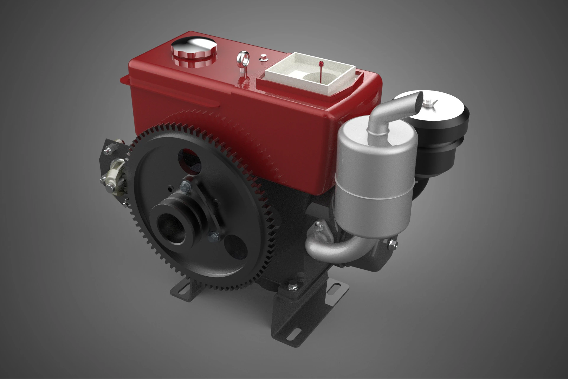 COMPACT DIESEL ENGINE AUTO ELECTRIC SELF STARTER MOTOR FLYWHEEL 3D Model .c4d .max .obj .3ds .fbx .stl .blend 