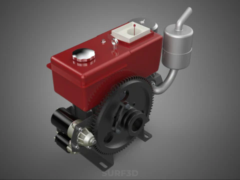 COMPACT DIESEL ENGINE AUTO ELECTRIC SELF STARTER MOTOR FLYWHEEL 3D Model
