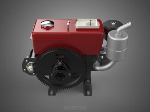 COMPACT DIESEL ENGINE AUTO ELECTRIC SELF STARTER MOTOR FLYWHEEL 3D Model