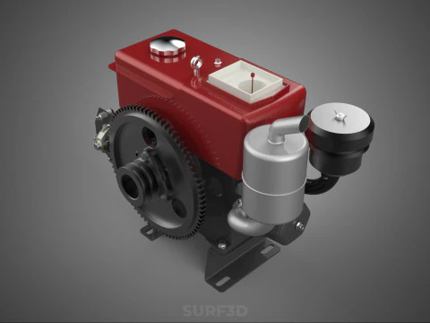 COMPACT DIESEL ENGINE AUTO ELECTRIC SELF STARTER MOTOR FLYWHEEL 3D Model