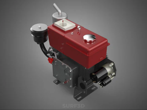 COMPACT DIESEL ENGINE AUTO ELECTRIC SELF STARTER MOTOR FLYWHEEL 3D Model
