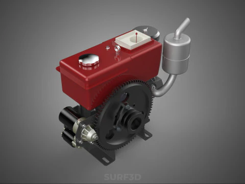 COMPACT DIESEL ENGINE AUTO ELECTRIC SELF STARTER MOTOR FLYWHEEL 3D Model