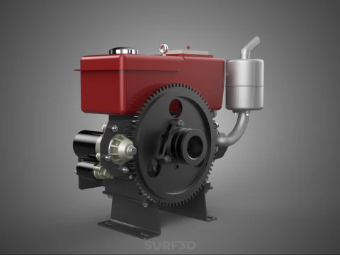COMPACT DIESEL ENGINE AUTO ELECTRIC SELF STARTER MOTOR FLYWHEEL 3D Model