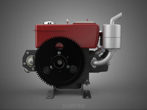 COMPACT DIESEL ENGINE AUTO ELECTRIC SELF STARTER MOTOR FLYWHEEL 3D Model