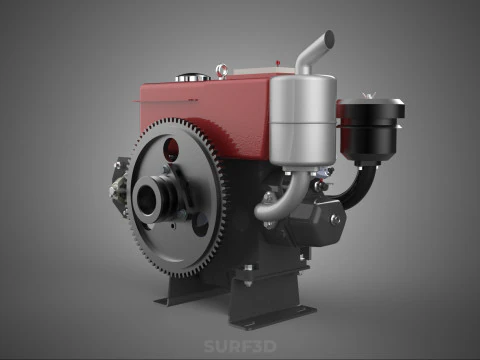 COMPACT DIESEL ENGINE AUTO ELECTRIC SELF STARTER MOTOR FLYWHEEL 3D Model