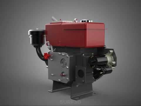 COMPACT DIESEL ENGINE AUTO ELECTRIC SELF STARTER MOTOR FLYWHEEL 3D Model