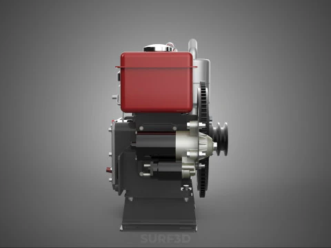 COMPACT DIESEL ENGINE AUTO ELECTRIC SELF STARTER MOTOR FLYWHEEL 3D Model