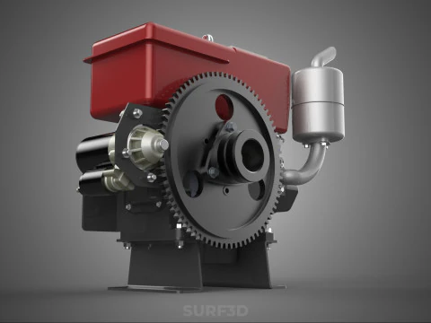 COMPACT DIESEL ENGINE AUTO ELECTRIC SELF STARTER MOTOR FLYWHEEL 3D Model
